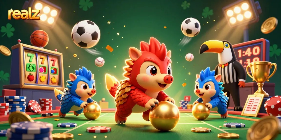 die rivalisierenden Pangolinen realz spielen lebendig Slots mit Goldbällen und Pokerchips