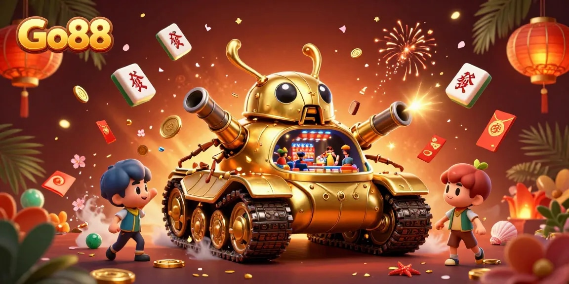 Engage in thrilling gameplay at Go88 with a captivating 3D casino beetle tank scene.