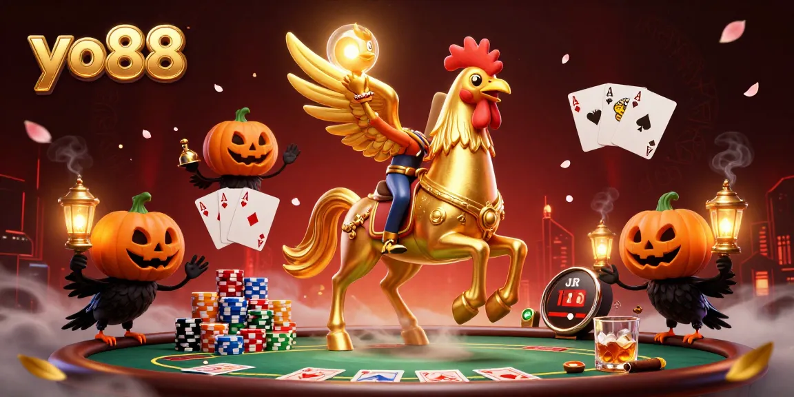 Engage in thrilling poker action with yo88, featuring colorful chips and a lively casino atmosphere.