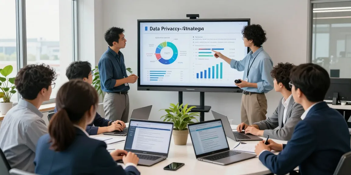 Team collaborating on Datenschutz Dienstleistung strategies in a modern office