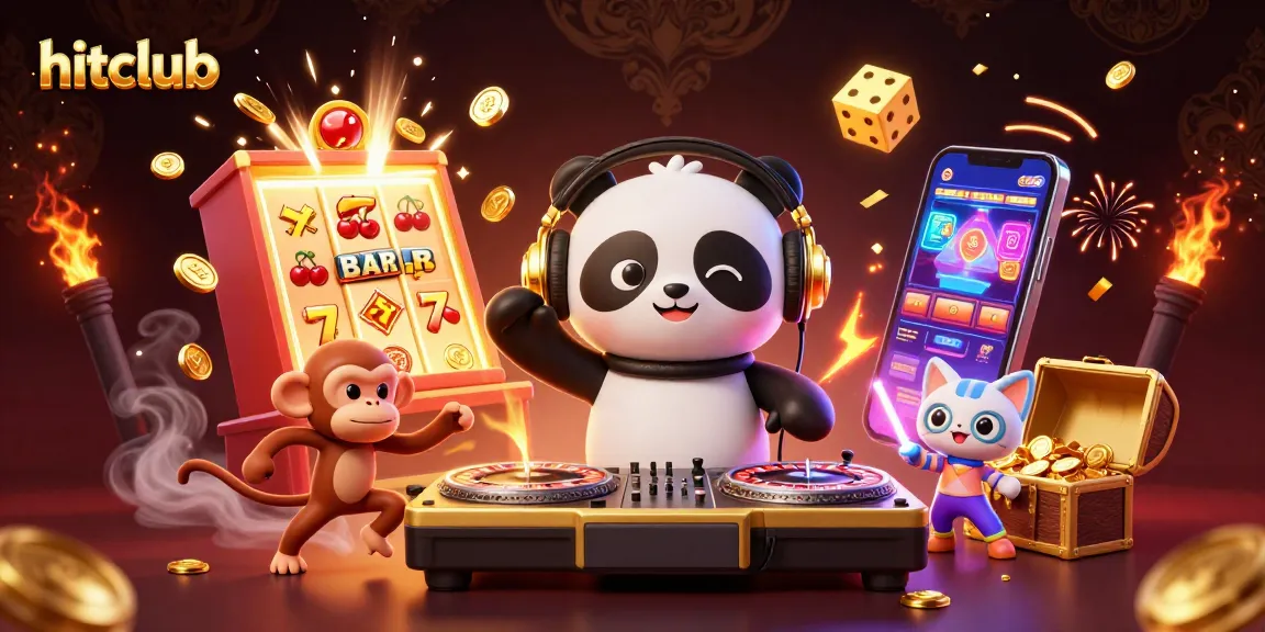 Hitclub players spinning the roulette wheels in a vibrant casino with engaging characters and dazzling elements.